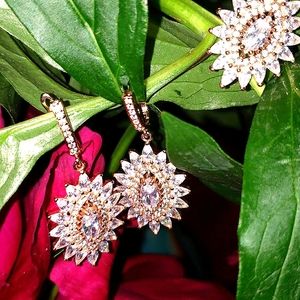 Faux Gold Diamond ring and earrings set